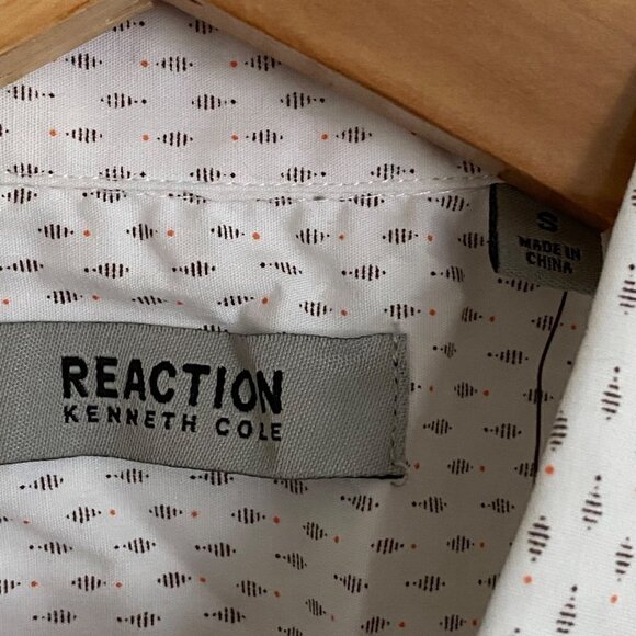 KENNETH COLE REACTION Mens Short Sleeve Button Down Shirt Size Small White Combo - Picture 4 of 10